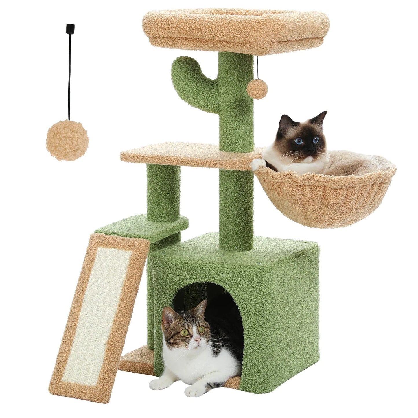 Arbre à chat - L'Oasis Féline Vert/Beige / H 80 cm
