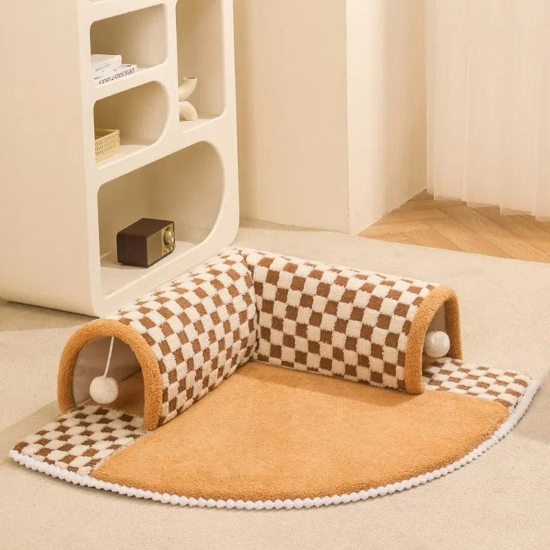 Panier pour chat - Tunnel du Chat Botté Café / M 60x60cm