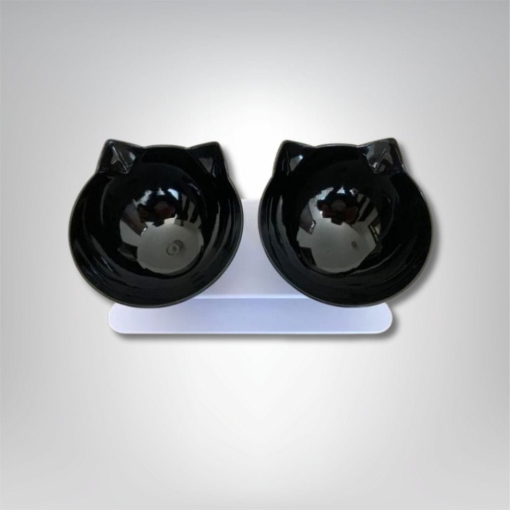 Gamelle pour chat - Douce Patounette Double / Noir