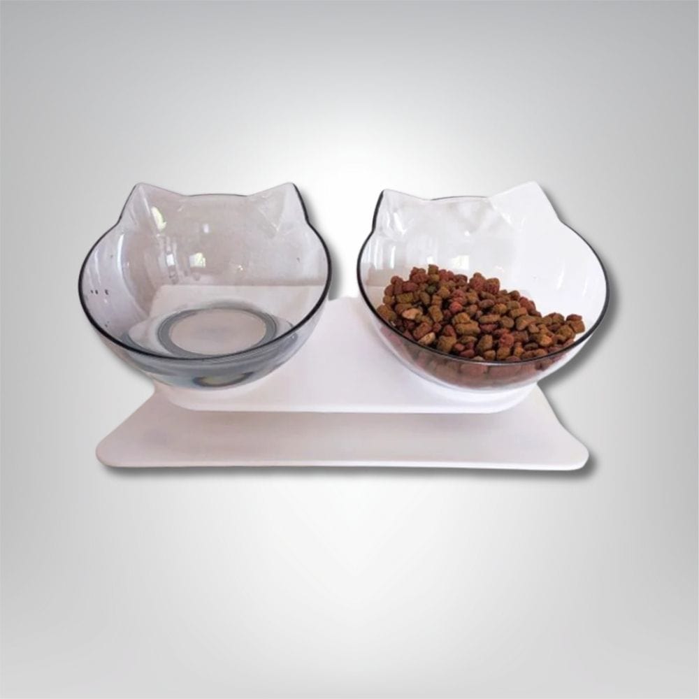 Gamelle pour chat - Douce Patounette Double / Transparent