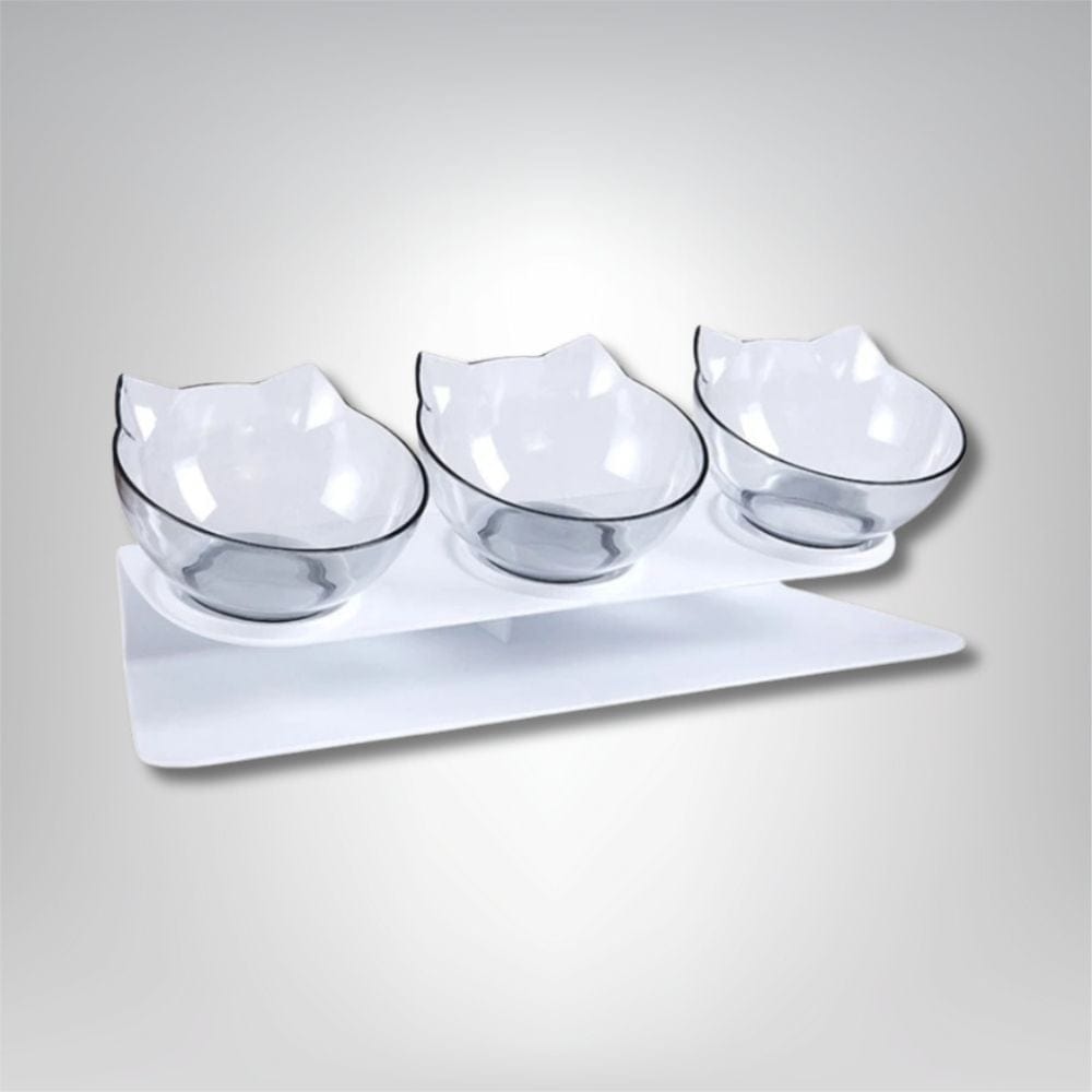 Gamelle pour chat - Douce Triple Patounette Transparent