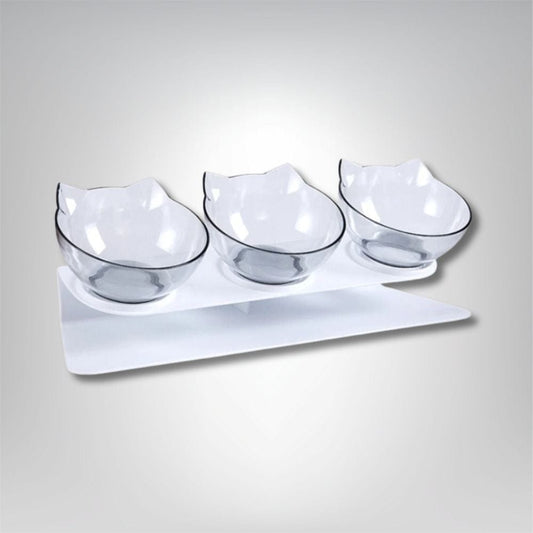 Gamelle pour chat - Douce Triple Patounette Transparent
