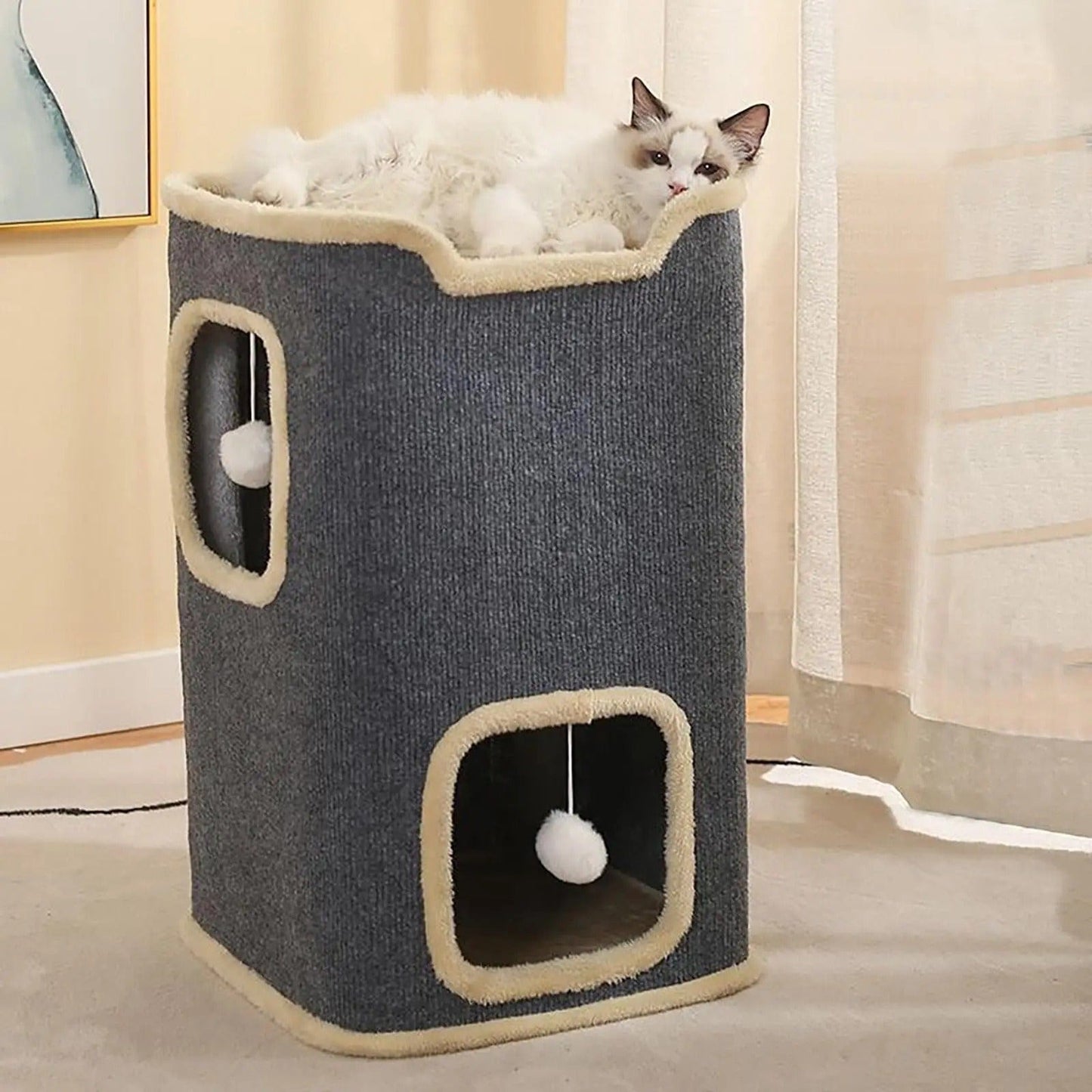 Panier pour chat - Château Cocoon Gris